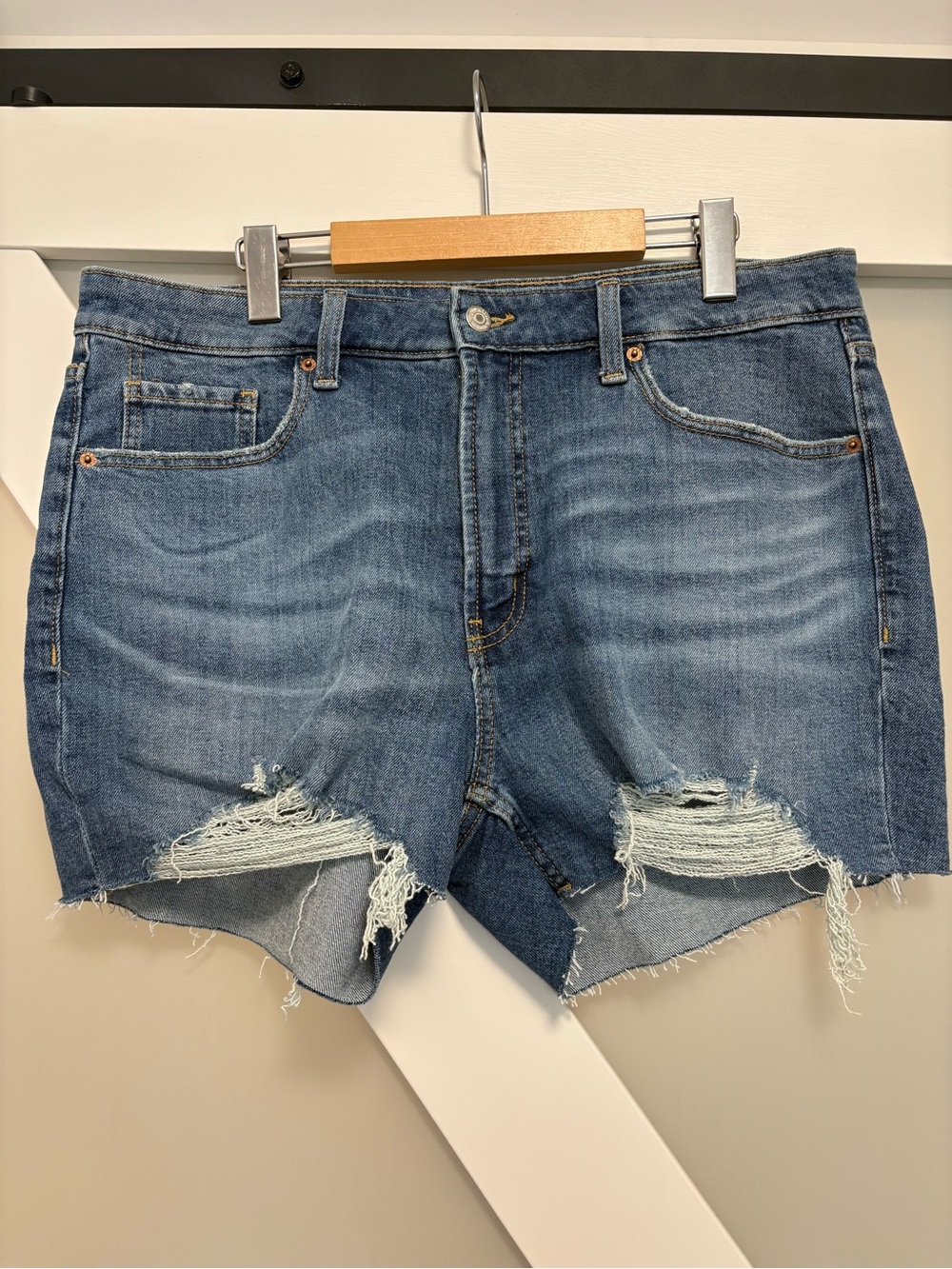 Old Navy- Distressed High Rise OG Straight Cutoff Shorts
